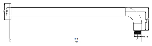 Mica Wall Shower Arm - 450mm - Curved – Brushed Nickel