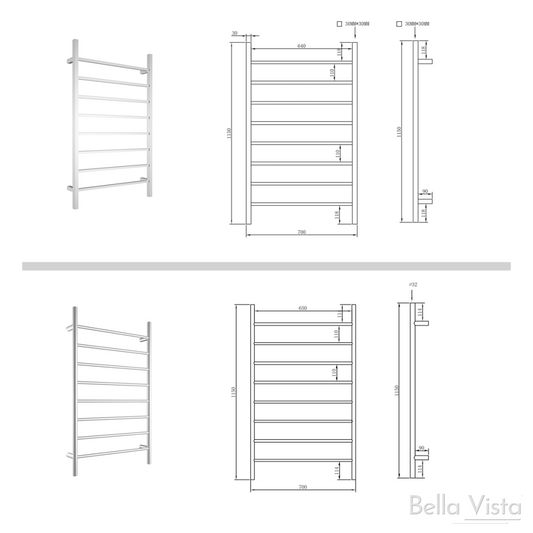 Round Towel Ladder 1150 x 700mm – Chrome