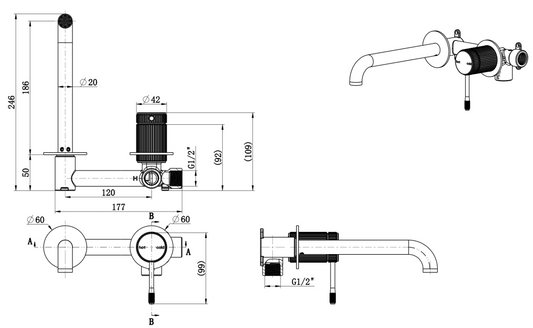 Mica Fluted Wall-Spout Combo – Dusk Bronze