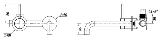 Mica Wall-Spout Combo - 2P - Reverse - TRIM KIT ONLY – Black