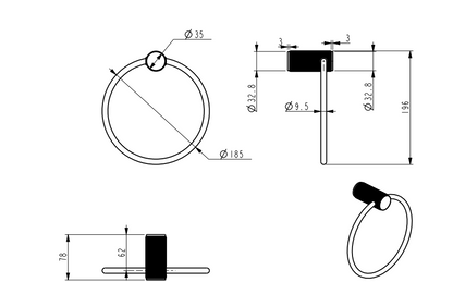 Mica Fluted Towel Ring – Black