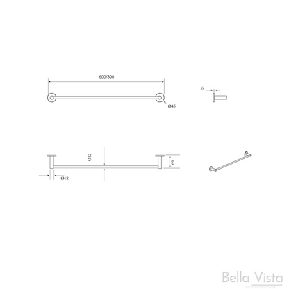 Mica Single Towel Rail 800 – Dusk Bronze