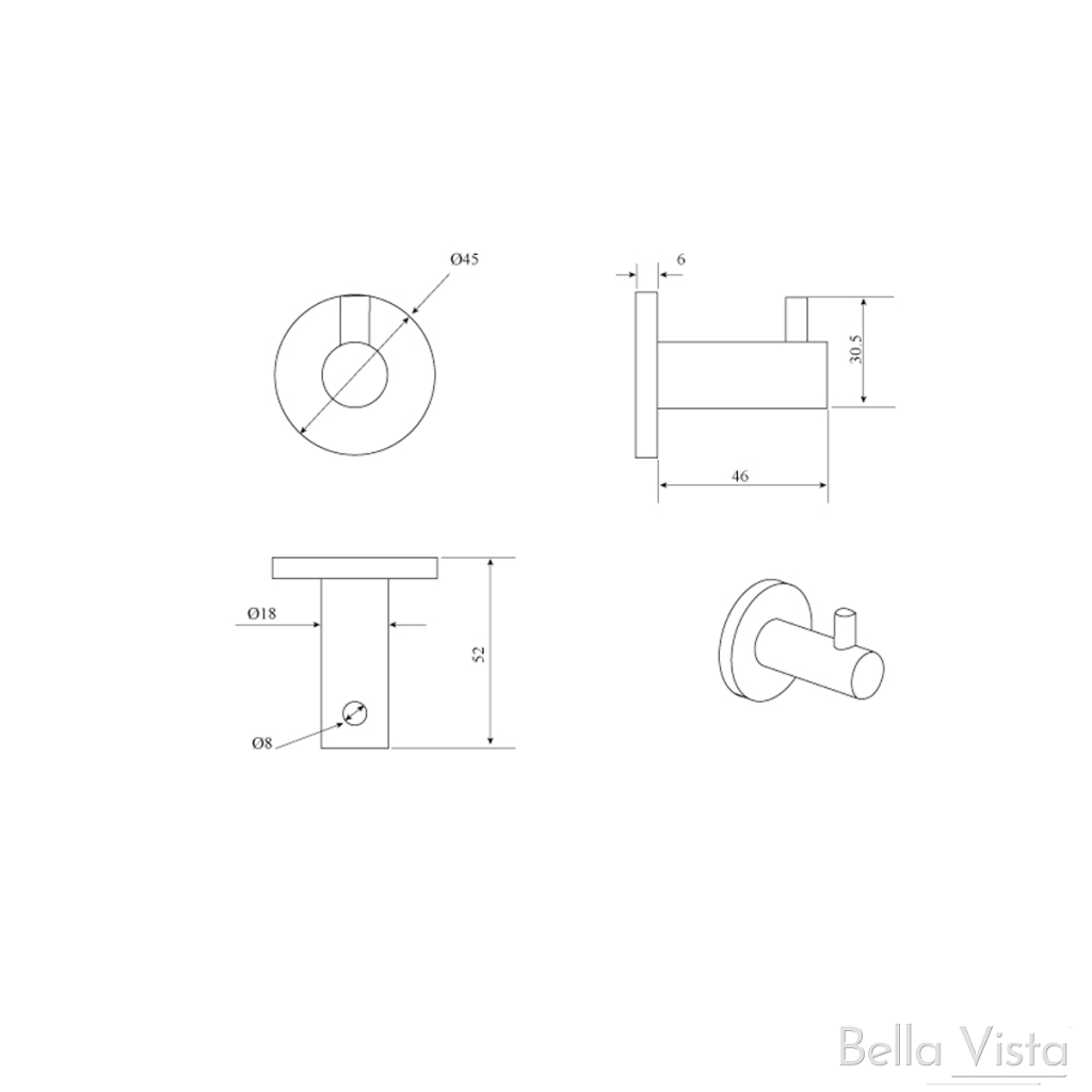 Mica Robe Hook – Chrome