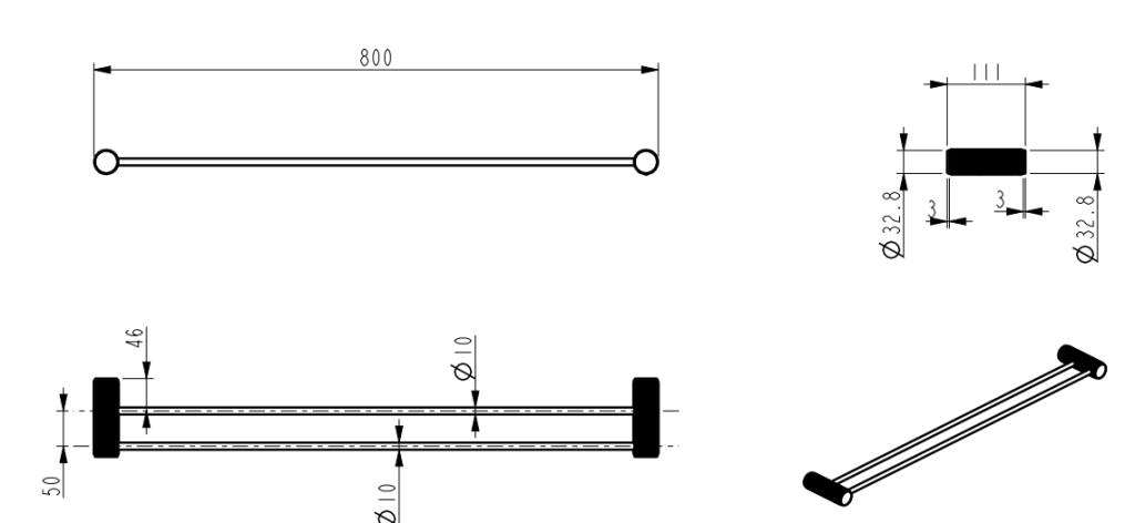 Mica Fluted Double Towel Rail – Dusk Bronze
