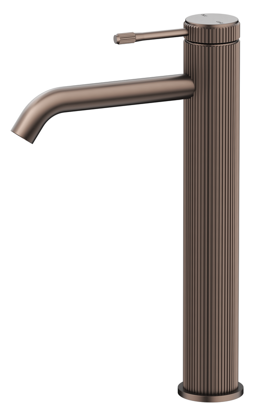 Mica Fluted Tall Basin Mixer – Dusk Bronze