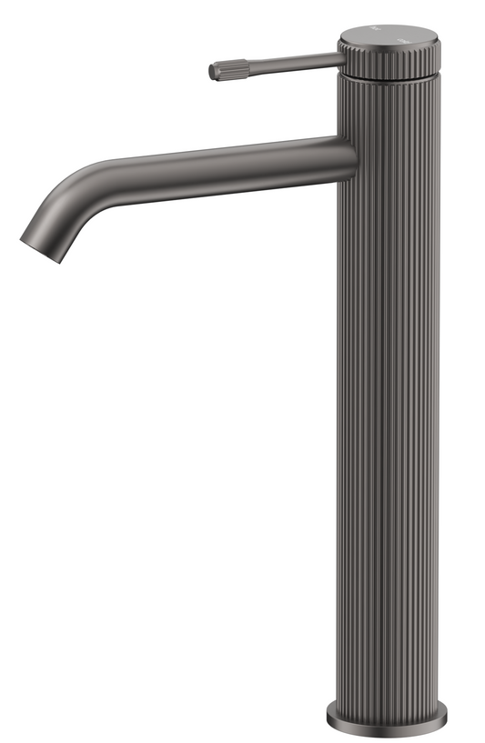 Mica Fluted Tall Basin Mixer – Gunmetal