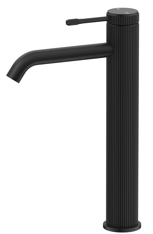 Mica Fluted Tall Basin Mixer – Black