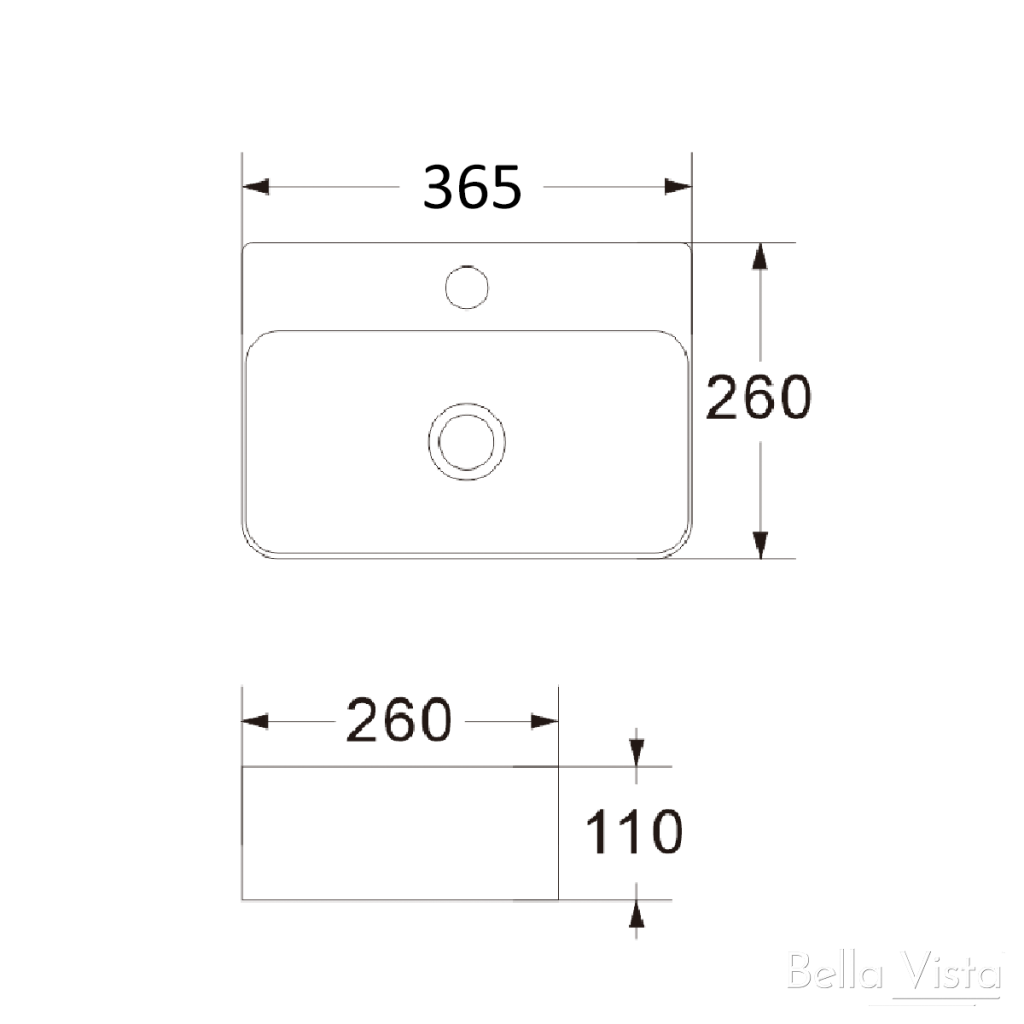 Mallory 365 x 260mm – White
