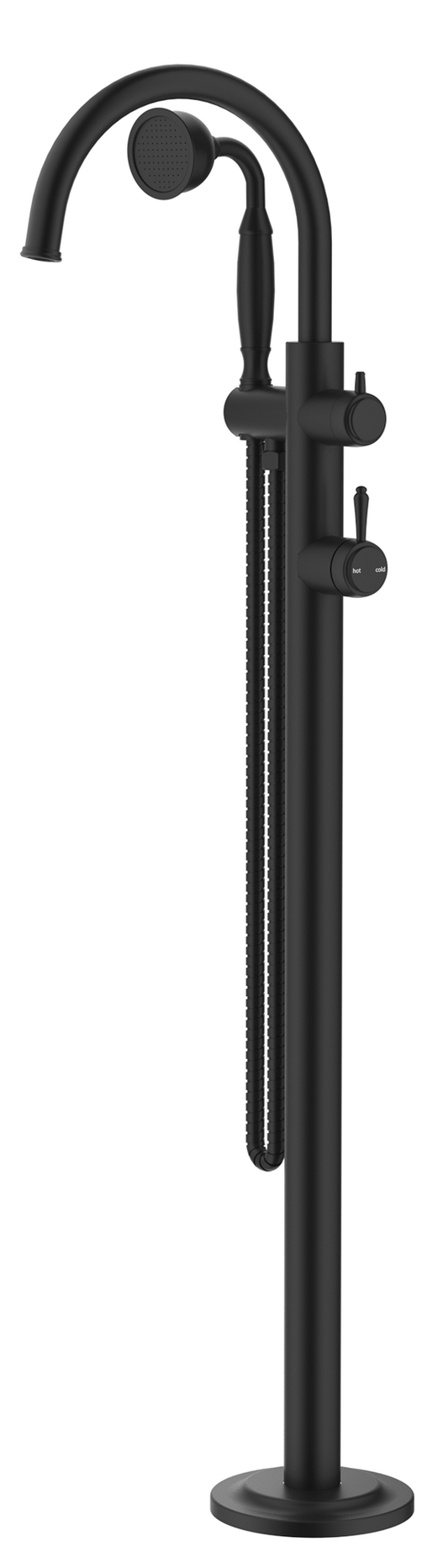 Mica Heritage Freestanding Bath Mixer with Hand Shower – Black