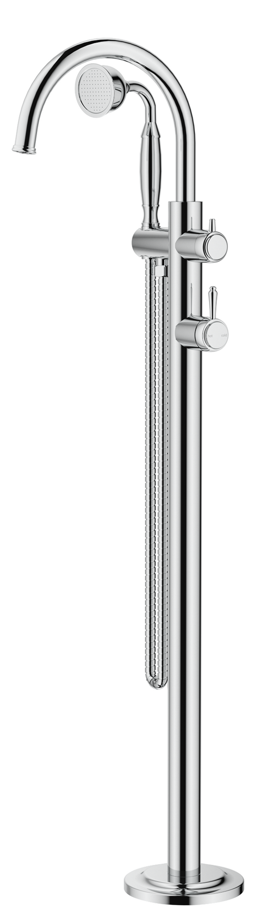 Mica Heritage Freestanding Bath Mixer with Hand Shower – Chrome