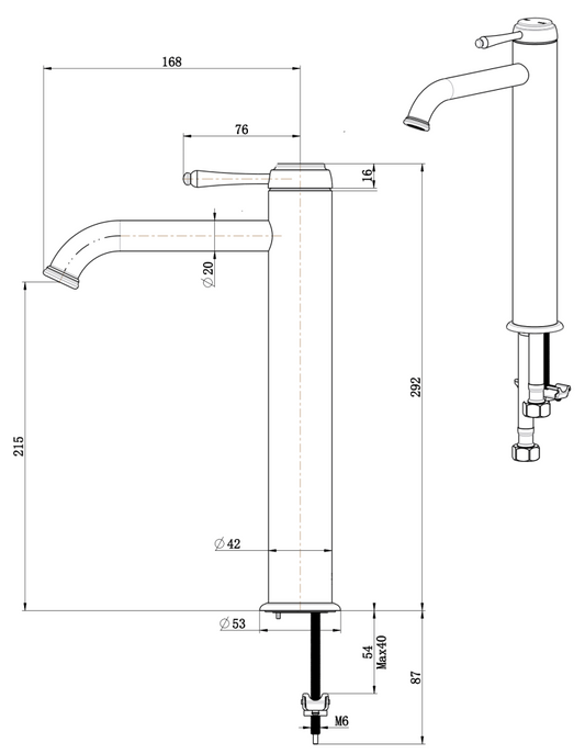 Mica Heritage Tall Basin Mixer – Chrome