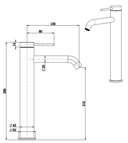 Mica Tall Basin Mixer – French Gold