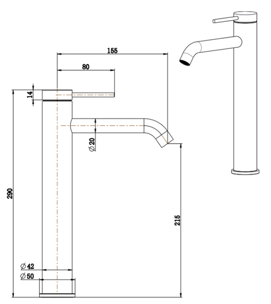 Mica Tall Basin Mixer – French Gold