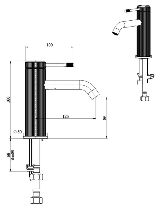 Mica Fluted Basin Mixer – French Gold