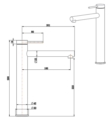 Mica Tall Basin Mixer Straight – Black