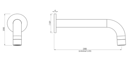 LVB Mica Bath/Basin Spout - 220mm - Curved Spout