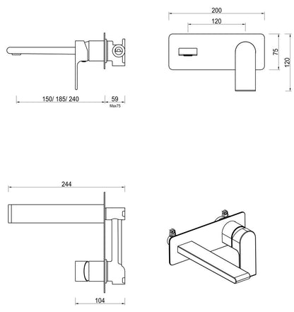 Beki Wall-Spout Combo - 1P - TRIM KIT ONLY – Chrome