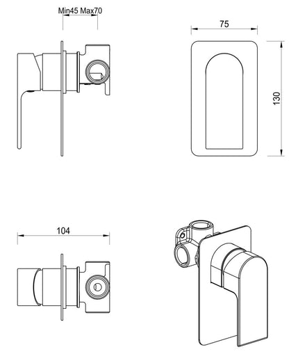 Beki Shower Mixer - Square Plate - TRIM KIT ONLY – Chrome