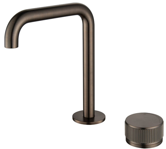 Mica Fluted Soft-Square Hob Basin Mixer Set – Dusk Bronze