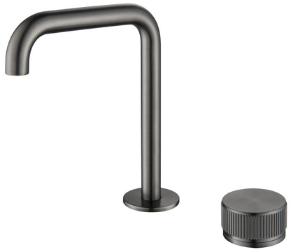 Mica Fluted Soft-Square Hob Basin Mixer Set – Gunmetal