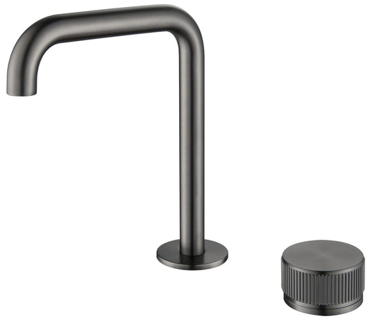 Mica Fluted Soft-Square Hob Basin Mixer Set – Gunmetal