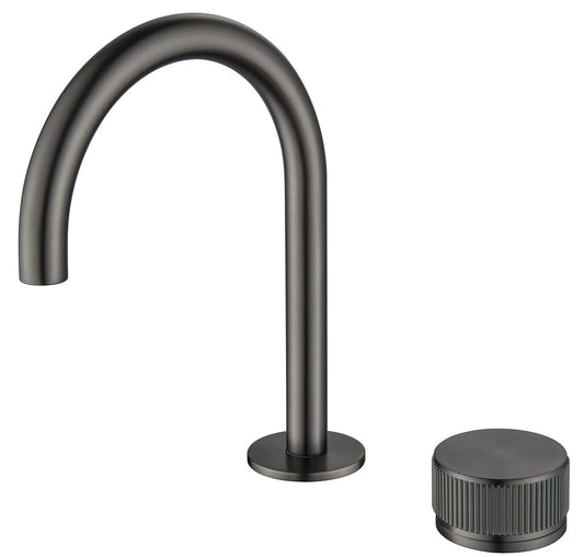 Mica Fluted Gooseneck Hob Basin Mixer Set – Gunmetal