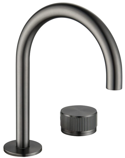 Mica Fluted Soft-Square Hob Basin Mixer Set – Gunmetal