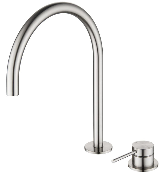 Mica Gooseneck Hob Sink/Basin Mixer Set – Brushed Nickel