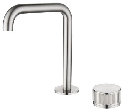 Mica Fluted Soft-Square Hob Basin Mixer Set – Brushed Nickel