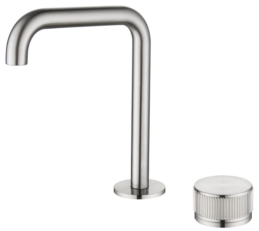 Mica Fluted Soft-Square Hob Basin Mixer Set – Brushed Nickel