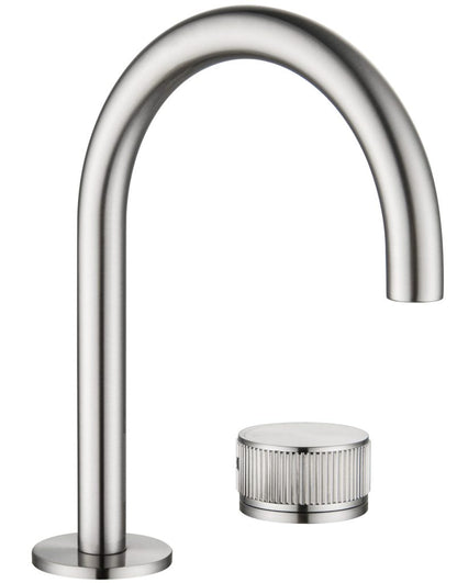 Mica Fluted Soft-Square Hob Basin Mixer Set – Brushed Nickel
