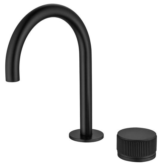 Mica Fluted Gooseneck Hob Basin Mixer Set – Black