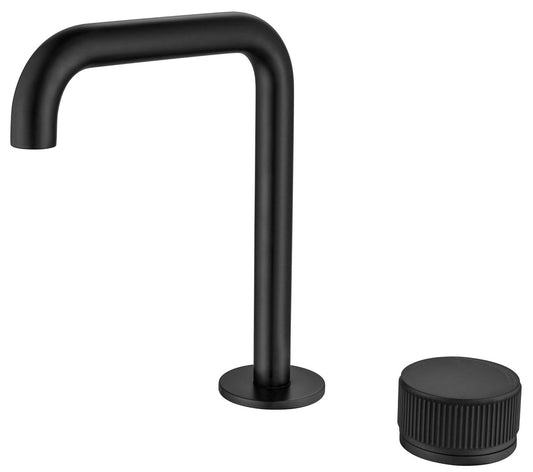 Mica Fluted Soft-Square Hob Basin Mixer Set – Black