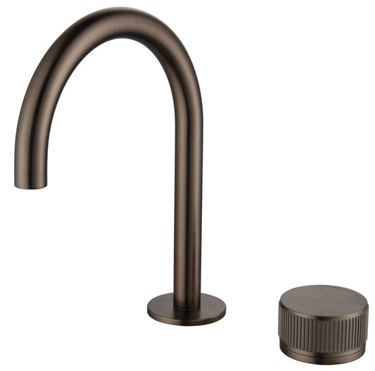 Mica Fluted Gooseneck Hob Basin Mixer Set – Dusk Bronze