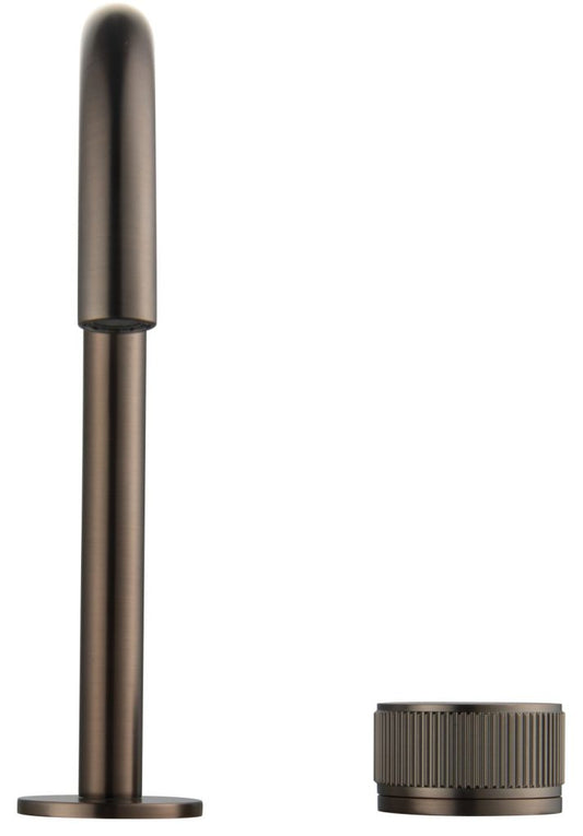 Mica Fluted Soft-Square Hob Basin Mixer Set – Dusk Bronze
