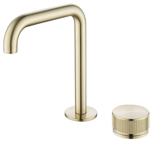 Mica Fluted Soft-Square Hob Basin Mixer Set – French Gold