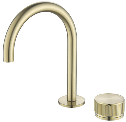 Mica Fluted Gooseneck Hob Basin Mixer Set – French Gold