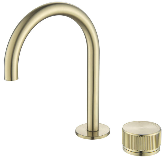Mica Fluted Gooseneck Hob Basin Mixer Set – French Gold