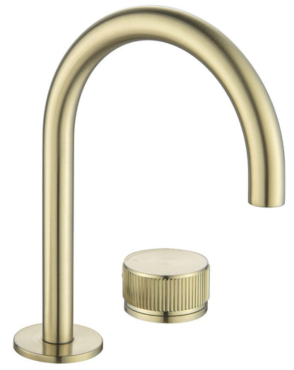Mica Fluted Soft-Square Hob Basin Mixer Set – French Gold