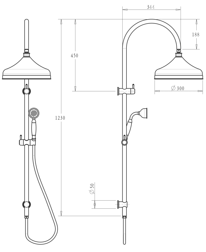 Mica Heritage Dual Shower Rail – Brushed Nickel