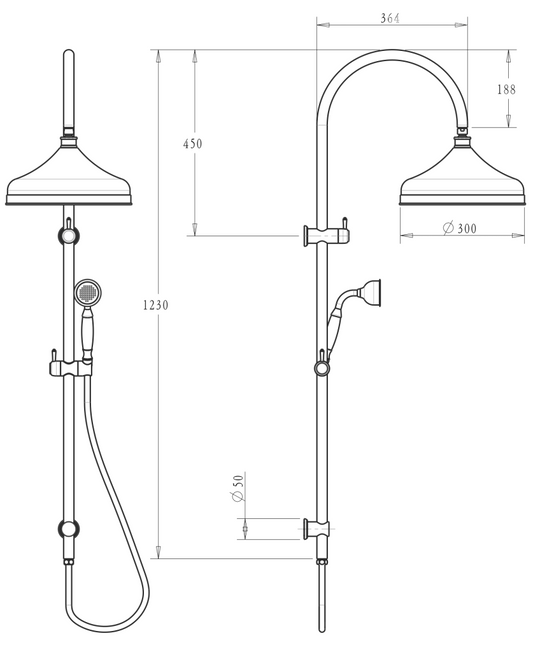 Mica Heritage Dual Shower Rail – Brushed Nickel