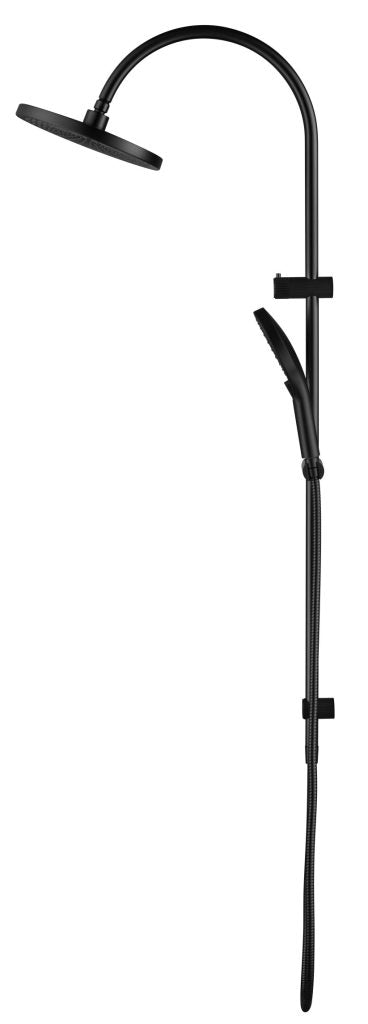 Mica Fluted Gooseneck Dual Shower Rail – Black