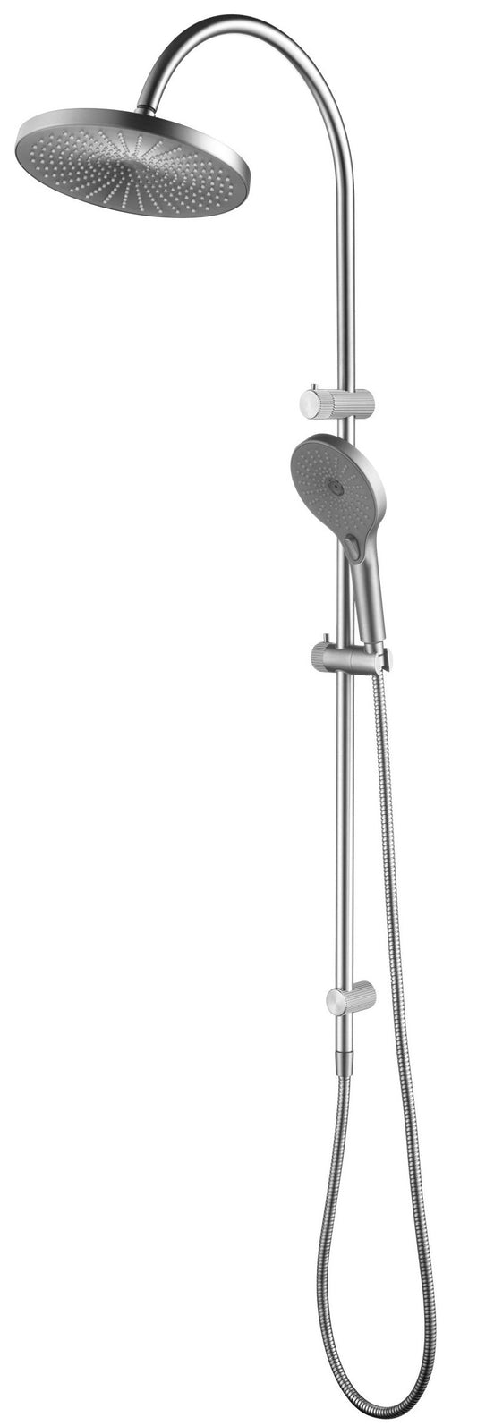 Mica Fluted Gooseneck Dual Shower Rail – Brushed Nickel