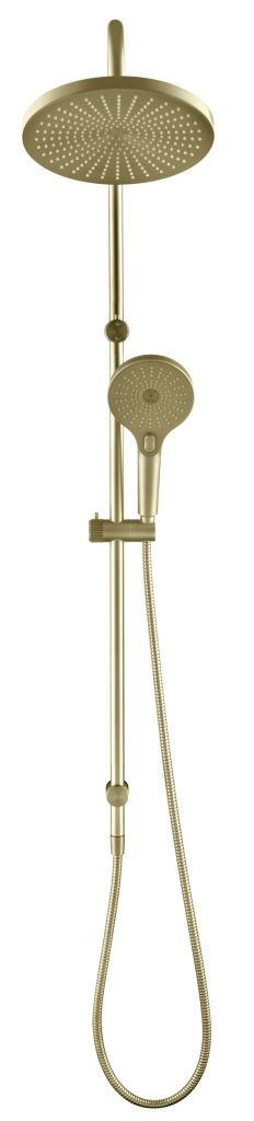 Mica Fluted Gooseneck Dual Shower Rail – French Gold