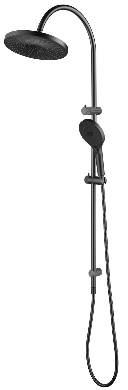Mica Fluted Gooseneck Dual Shower Rail – Gunmetal