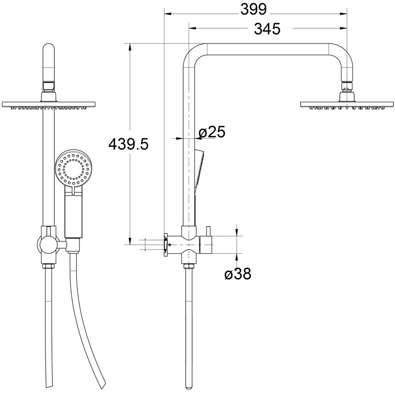 Mica Half-Rail Shower – Chrome