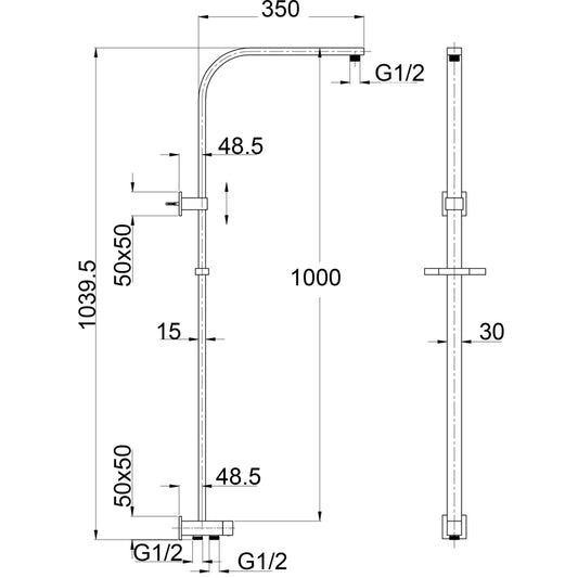 Deko Dual Shower Rail - RetroFit – Chrome
