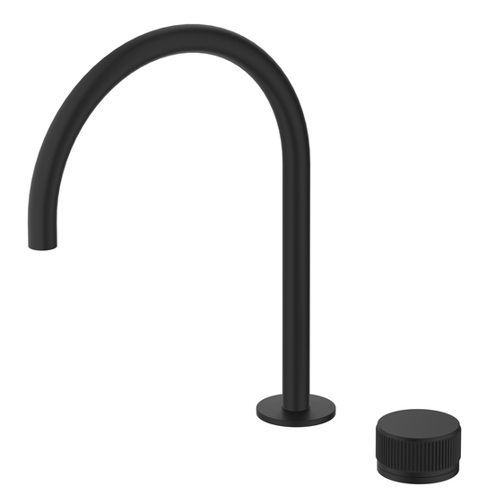 Mica Fluted Gooseneck Hob Sink/Basin Mixer Set – Black
