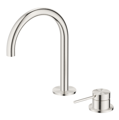 Mica Gooseneck Hob Basin Mixer Set – Brushed Nickel