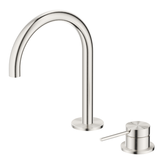 Mica Gooseneck Hob Basin Mixer Set – Brushed Nickel